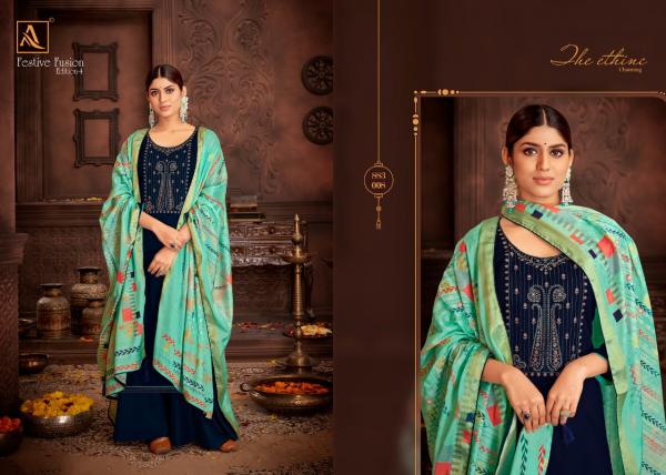 Alok Festive Fusion 3 Fancy Cotton Embroidery Festive Wear Salwar